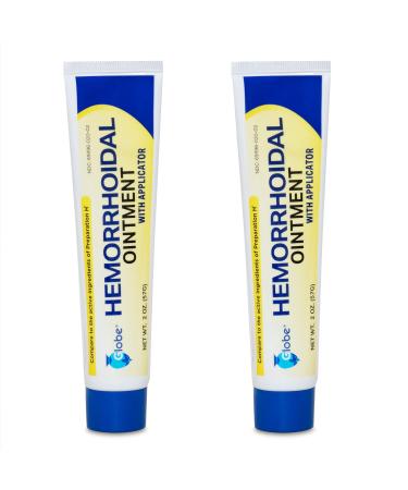 Globe Hemorrhoidal Ointment w/Applicator (2 oz) Relief from Burning Itching and Discomfort (2 - Pack)