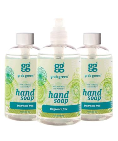Grab Green Hand Soap  12 Ounce (Pack of 3)  Fragrance Free  Biodegradable  Plant and Mineral Based  with Soothing Aloe Moisture Fragrance Free 3 Count (Pack of 1)