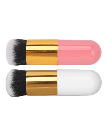Verdant Touch Portable Makeup Brush Facial Foundation Makeup Brush Portable Chubby Face Brush Artificial Fiber Soft and Skin-Friendly Pink Gold/White Gold