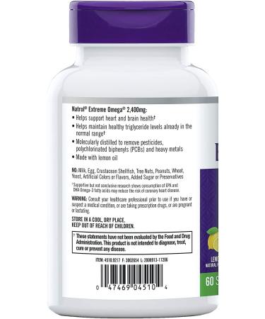 Natrol Extreme Omega 2400 mg Lemon - 60 Softgels | Heart Health & Omega-3 Support - Buy Online on GoSupps.com