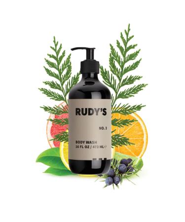 RUDY'S No. 3 Body Wash - Natural Ingredients  Sulfate & Paraben Free - Exfoliates  Nourishes  and Maintains pH Balance (16 fl oz) 16 Fl Oz (Pack of 1)