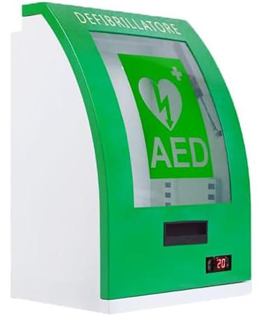 Qianmei Wall-Mounted AED Defibrillator Storage Cabinet with Key & Alarm - Ideal for Homes Schools Clubs & Groups - Buy Online on GoSupps.com