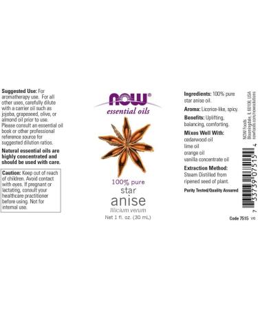 Now Foods Star Anise Essential Oil 1 fl oz (30 ml) - Pure Aromatherapy - Buy Online on GoSupps.com