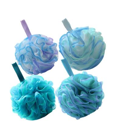 GEOOT Bath Shower Loofah Sponge Exfoliating Body Scrubber 75g Set of 4 Flower-Colored sponges(Big and Thick)