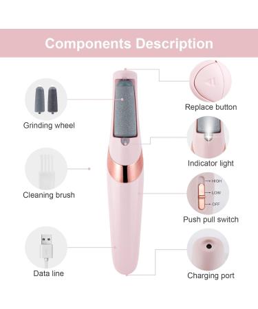 Nicoone Electric Foot File USB Rechargeable Feet Hard Skin Remover 2 Speeds Waterproof Callus Remover for Dry Dead Cracked Feet with 2 Roller Heads - Buy Online on GoSupps.com