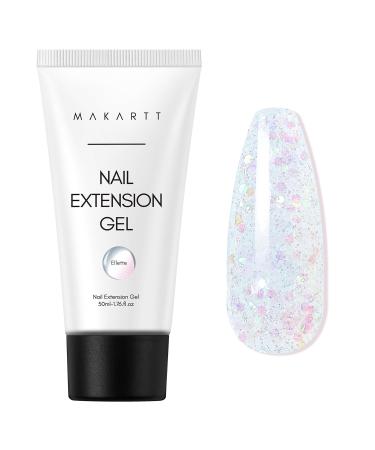 Makartt Poly Nail Gel Nail Extension Gel 50ML Builder Gel Nail Extension White Pink Nude Clear Rosy Gel for Technician Starter DIY Salon Design (Ellette)