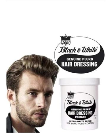 Black and White Pluko Hair Dressing Pomade 200g Wax and a Fridge Magnet - Professional Firm Hold Hair Styling Product For Short to Medium Hair Men and Women hair gel Effective strong versatile - Buy Online on GoSupps.com