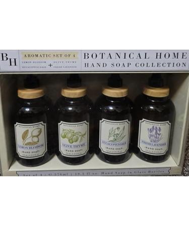 Botanical Home Hand Soap Collection Aromatic Set of 4 Olive Thyme Eucalyptus Sage Rosemary Lavender