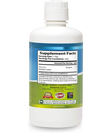 NutriNoche Pure Crystalline Liquid Zinc Supplement - 30 PPM - 32 Fl Oz - Colloidal Minerals - Buy Online on GoSupps.com