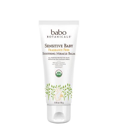 Babo Botanicals Sensitive Baby Fragrance-Free Soothing Miracle Balm - Organic All-Purpose Protective Salve with Sunflower Oil, Olive Oil & Shea Butter - EWG Verified & USDA Certified - 3.35 oz. - Buy Online on GoSupps.com