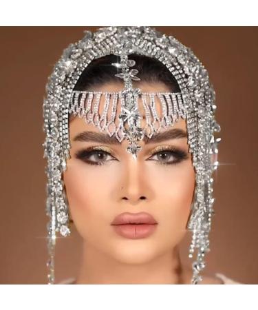 STONEFANS 1920s Rhinestone Headpiece Cap | Bridal Flapper Headband for Women - Silver - Buy Online on GoSupps.com