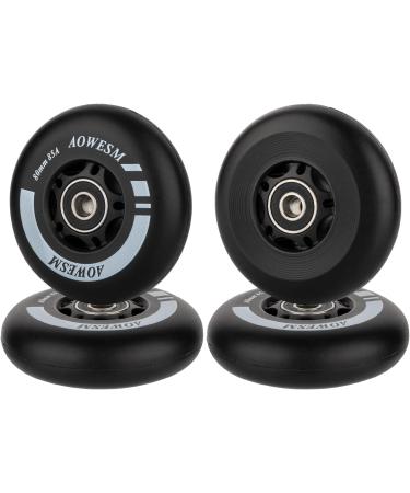 AOWESM Inline Skate Wheels 80mm 85A with ABEC-9 Bearings and Spacers - 4 Pack | Outdoor Roller Blades Replacement Wheels - Black - Buy Online on GoSupps.com