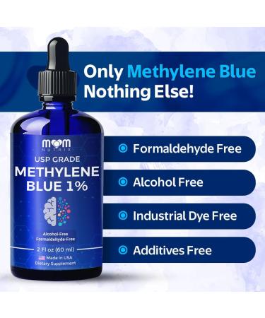 Methylene Blue Pharmaceutical Grade - USP Grade 1% Solution Third-Party Tested Brain Health Dietary Supplement for Humans - No Formaldehyde Alcohol Free - Made in USA - 60 ml 2 oz - Buy Online on GoSupps.com