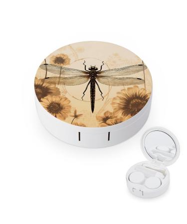 Contact Lens Case Dragonfly on Sunflower Print Plastic Contact Lens Case contact Lens Care Box ontact Lens Travel Box