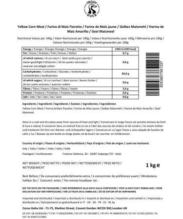 Veggy Duck - Yellow Corn Meal (1Kg) Fine | Gluten Free | Ideal for Making Corn Bread & Muffins A. Yellow Corn Meal (1Kg) - Buy Online on GoSupps.com
