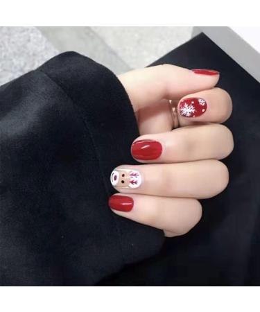 Santa Claus Fake Nails | 24 Self-Adhesive Short French Nail Art for Women & Girls - International Shipping - Buy Online on GoSupps.com