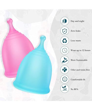 Menstrual Cups Multi Pack - Small & Large Disposable Softcup for Heavy Flow - Silicone Organic Cups - Blue and Pink - Pack of 2 - Buy Online on GoSupps.com