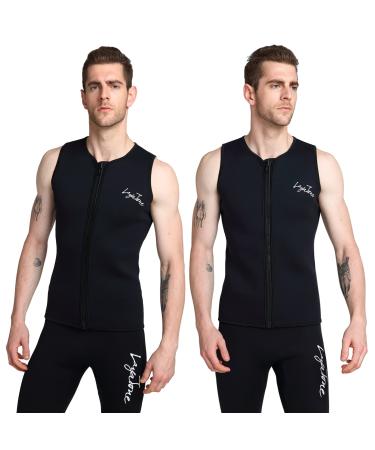 LayaTone Wetsuit Vest Top Men Women 2mm Neoprene Sleeveless Suits for Adults Scuba Diving Surfing Canoeing Wet Suits Zipper Vest Tops Black Large