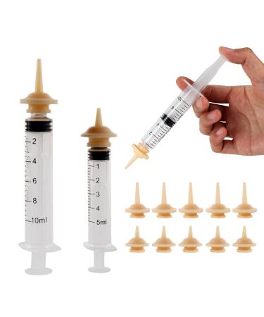 10 x food tips for pets contain 2 syringes silicone material kitten nipple for breastfeeding reusable pet care injections suitable for kittens puppies rabbits squirrels