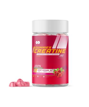 Limitless Pharma Pure Creatine Gummies | 5g Creatine Monohydrate | Increases Muscle Strength Endurance & Performance | Low Sugar GMO Free Vegan | 60 Servings 180 Gummies (Strawberry)