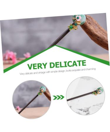 Angoily Hairpin Antique Hair Fork Ancient Chinese Hair Pins Girls Barrettes for Hair Vintage Hair Stick Wedding Hair Clip Chinese Hair Fork Tiara Wooden Aventurine Jade Jiangnan - Buy Online on GoSupps.com