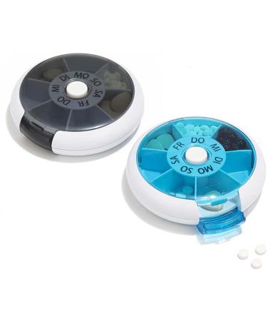 Buy Kafeiya Portable 7 Day Pill Box - Rotating Vitamin & Medicine Organizer - Blue | International Shipping - Buy Online on GoSupps.com
