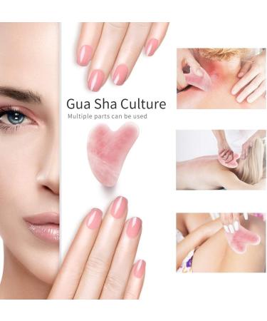 Flagest Gua Sha Face Tool - Rosenquarz Heart Shape Massage & Anti-Wrinkle Treatment for Radiant Skin - Buy Online on GoSupps.com