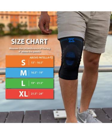 Zensah Elite Knee Compression Sleeve - Patella Gel Pad for Knee Support & Pain Relief | Running Sports & Gym | Black Small - Buy Online on GoSupps.com