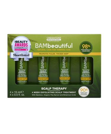 BAMBEAUTIFUL Scalp Therapy Set 4 week exfoliating scalp treatment. Gently exfoliate the scalp and encourage denser thicker looking hair. Cruelty Free. Vegan Friendly. Natural Actives