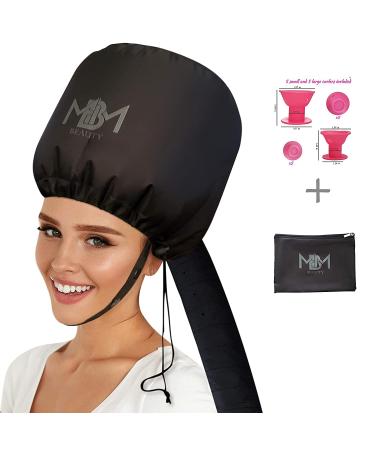 Bonnet Hair Dryer Attachment-W/ 10 Silicone Hair Curlers-Extra Large Adjustable Soft Hooded Hair Dryer Bonnet With Extra Long Hose For Drying,Styling,Curling&Deep Conditioning Fits All Head&Hair Sizes