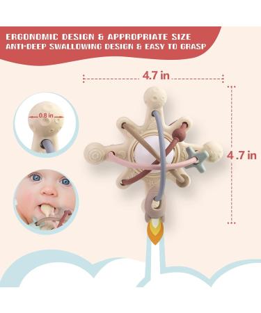 2 Pack Soft Silicone Teething Toys for Babies 0-36 Months | Montessori Baby Chew & Rattle Teether Set | Sensory Toys for Boys and Girls | Includes Navajo White & Milk White Colors - Buy Online on GoSupps.com