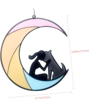 Abaodam Moon Dog Pendant Window Decor Tree Pendant Cat Moon Ornament for Home Office Angel Cat Household As Shown 2 15.5x13cm - Buy Online on GoSupps.com