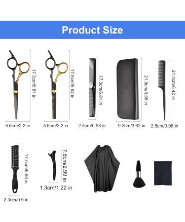 AUSYIWI 11 Piece Hairdressing Scissors Set Hair Scissors Set Hairdressing Accessories Scissors Made of Stainless Steel a Hair Cape a Comb and Clips Suitable for Home Hair Cuts for Men Women and - Buy Online on GoSupps.com