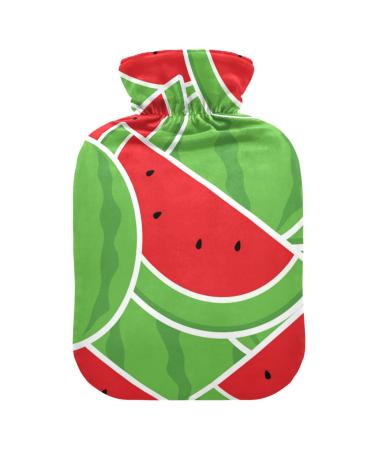 Hot Water Bottles with Cover Cartoon Watermelon Slice Hot Water Bag for Pain Relief Period Cramps Hand Feet Warmer 2 Liter