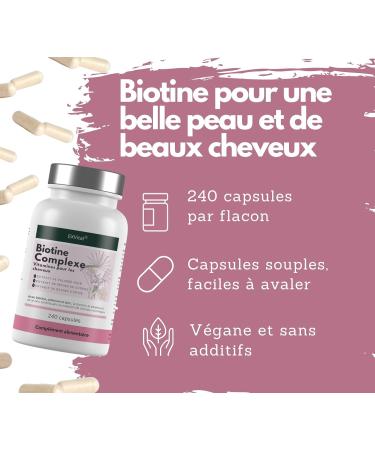 EXVital Biotine Complexe Vitamines pour les cheveux Avec extraits de palmier nain de p pins de courge et de racine d ortie 240 capsules v ganes enrichies en s l nium et zinc test en laboratoire - Buy Online on GoSupps.com
