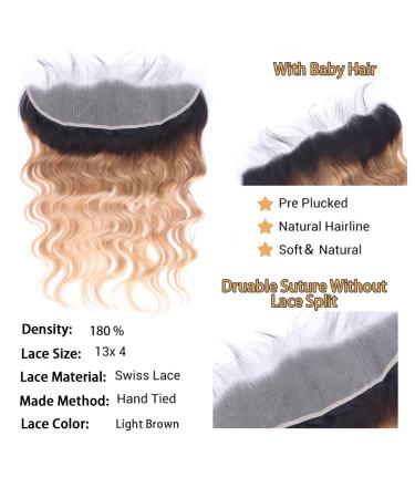 14 Inch Ombre Brazilian Body Wave Lace Frontal Closure | 100% Virgin Remy Human Hair | Pre Plucked with Baby Hair - Buy Online on GoSupps.com