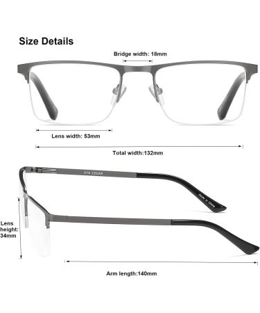 EYECEDAR 5-Pack Reading Glasses for Men Metal Gunmetal Half Frame Spring Hinges Eyeglasses Readers 1.75 Gunmetal 1.75 x - Buy Online on GoSupps.com