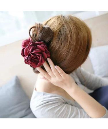 Large Fabric Flower Hair Clips - Fashionable Hair Accessories for Women & Girls (Set of 4) - Buy Online on GoSupps.com