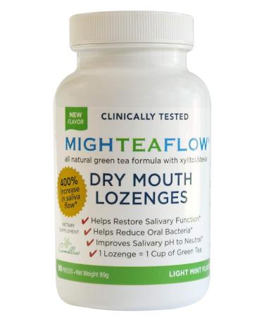 MighTeaFlow Sugar Free Dry Mouth Lozenges with Xylitol/Stevia, Light Mint, Clinically Tested by Dental Professionals, NO Artificial Flavors/Colors, NO Aspartame,and NO Titanium Dioxide