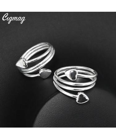 Cigmag 2PCs Magnetic Lymphatic Drainage for Women - Ultra-High 99% Pure Copper Adjustable Ring with Gift Box (Silver Love Heart) - Buy Online on GoSupps.com