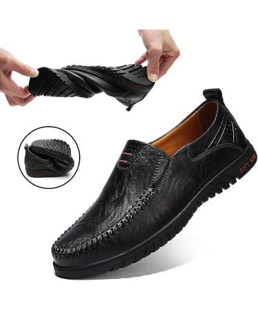 LATINDAY Men's Premium Genuine Leather Loafers - Black - Buy Online on GoSupps.com