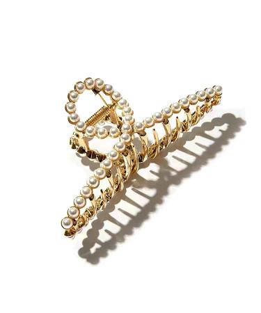 Hair Clips  Large Claw Clips for Thick Hair  Gold Long Hair Clips  Big Jaw Clips for Hair  Pearl Hair Clips Clamps Hair Accessories for Women  White Pearl Pearl Shark