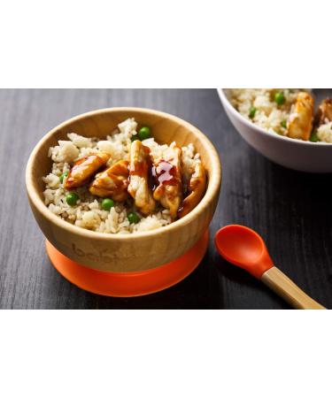 Babi Baby Toddler Large Bowl & Spoon Set | Natural Bamboo with Silicone Suction Ring (Orange) - Buy Online on GoSupps.com