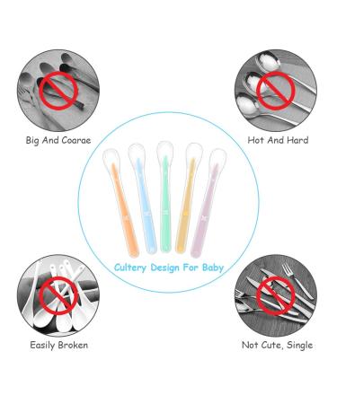 Vicloon Babylen 5-Piece Soft Silicone Baby Feeding Spoons | BPA Free | Perfect for Infants & Toddlers | Porridge & Food Tableware in Pink Orange Green Beige - Buy Online on GoSupps.com