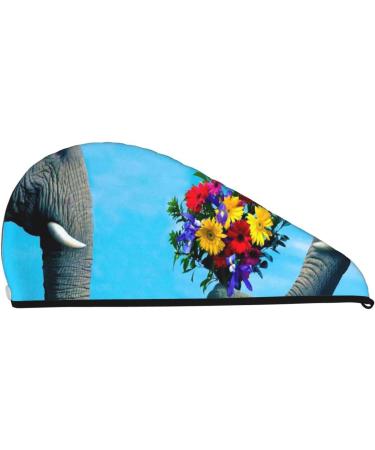 Soft Microfiber Hair Towel - Elephant Trunk Couple Flowers Super Absorbent Coral Velvet Wrap for Long Curly & Thick Hair - Buy Online on GoSupps.com