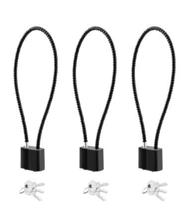 DELSWIN Cable Gun Locks with Keys - 15" Keyed Cable Gun Lock Heavy Duty Helmet Lock Fits Pistols Rifles Shotguns Handguns BB Guns (3 Pack) Black3Pcs