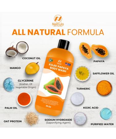 Kojic Acid Body Wash - Brightening Soap for Dark Spots & Hyperpigmentation - Exfoliating Face Wash for Acne & Scars - Natural Liquid Soap Made in USA - Buy Online on GoSupps.com