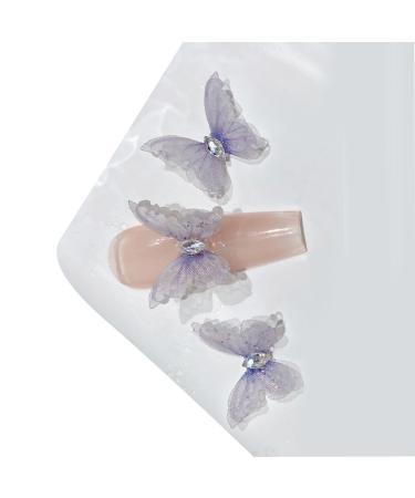 3PCS 3D Small Butterfly Nail Nail Decor DIY Embellishments Nails Art Decoration Suitable For Various Crafts & Silver Nail H1454