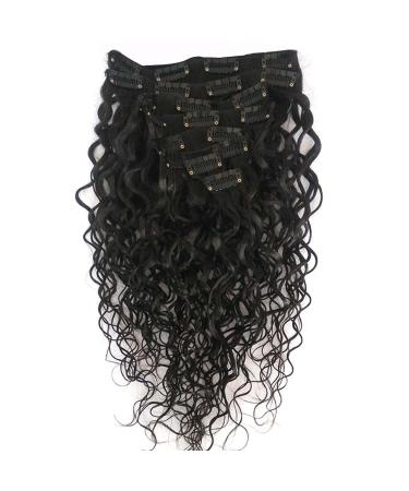 Doren Deep Curly Clip In Human Hair Extensions 24 Inch - Brazilian Remy 120g Wavy Curly Hair for Women - Natural Color, 8Pcs 20 Clips - Buy Online on GoSupps.com