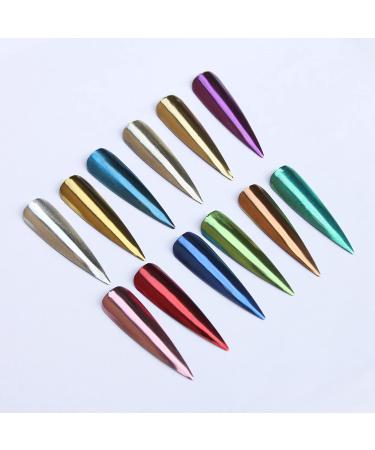 Chrome Nail Powder Set - Metallic Mirror Effect Holographic Chameleon Pigment for Gel Nails - 12Jars - Buy Online on GoSupps.com